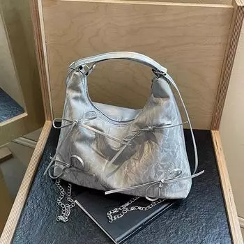 Женские сумки-тоут с бантом из искусственной кожи, сумки через плечо большой емкости, простые женские сумки для поездок на работу, рюкзаки большой емкости