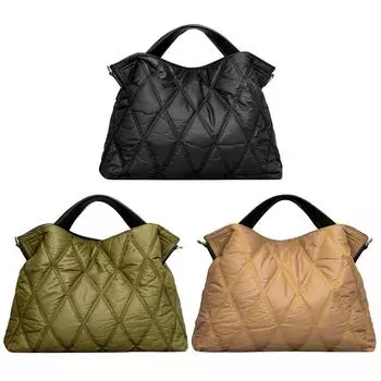 Женские сумки-тоут с ромбической решеткой, элегантные осенне-зимние пуховики, простые модные мягкие нейлоновые портативные сумки для вечеринок, покупок