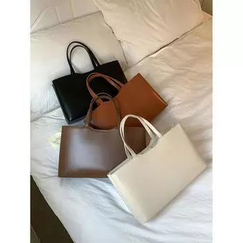 Женские сумки-тоут высокого класса большой вместимости из мягкой кожи, простые, прочные, дизайнерские, повседневные, универсальные, для поездок на работу, портфель Y2K (30cm<Max Length<50cm)