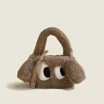 Женские сумки-тоуты, повседневные, симпатичные, с большими глазами, с собачьей пушистой зимней сумкой, большие вместительные сумки-ведра, большая сумка-мессенджер для девочек, сумка через плечо