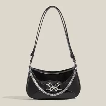 Женские сумки Высококачественные сумки-бабочки с цепочкой Подмышечные сумки Ретро-сумки в стиле горячей девушки Универсальные сумки через плечо на одно плечо серебряный