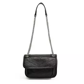 Женские сумки высокого класса, осенние новые модные и универсальные сумки-мессенджеры на текстурной цепочке, модные сумки через плечо One size чёрный