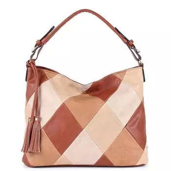 Женские сумки, женская лоскутная сумка с кисточками, весна 2024, роскошные брендовые дизайнерские сумки, высококачественные кожаные сумки-хобо на ремне