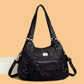 Женские сумки Женские сумки Тренд большие плечевые сумки Портативные сумки-мессенджеры Женская мода чёрный