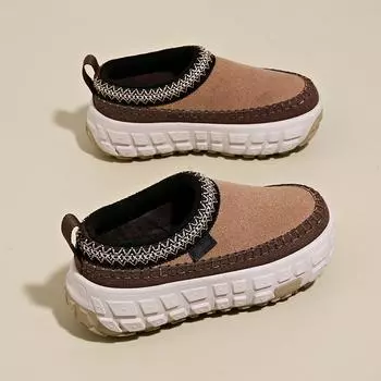 Женские суперкрутые туфли из бархатной матовой кожи на толстой подошве для ношения на открытом воздухе осенью/зимой 40 чёрный/песочный