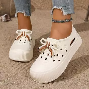 Женские супермягкие легкие пляжные туфли с дырочками, женские летние сандалии с толстой подошвой для отдыха на море и прогулок на свежем воздухе 36 чёрный