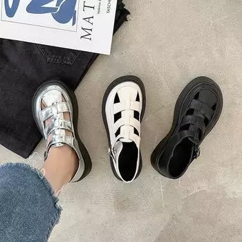 Женские свадебные босоножки с полым каблуком 35 чёрный