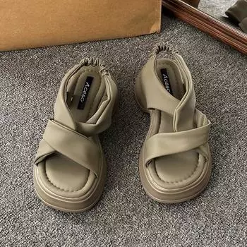 Женские свадебные босоножки с полым каблуком 35