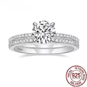 Женские свадебные кольца из стерлингового серебра 925 пробы 1,25 карата, круглые обручальные кольца с цирконием, обручальные кольца, ювелирные украшения 5