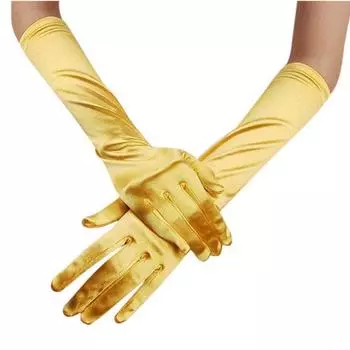 Женские свадебные локтевые перчатки для выпускного вечера, атласные перчатки-флэпперы с эластичной манжетой, длинные перчатки до пальцев