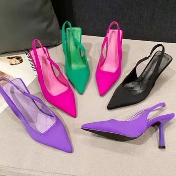 Женские свадебные шлепанцы на высоком каблуке 9 см, женские шлепанцы персикового цвета с открытой пяткой, фиолетовые, зеленые, оранжевые роскошные шлепанцы на каблуке, шелковые туфли 42 оранжевый