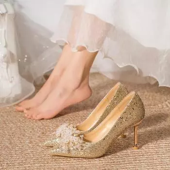 Женские свадебные туфли со стразами, новые роскошные туфли-лодочки с декоративной пряжкой, дизайнерские туфли на высоком каблуке для банкета, женские туфли Zapatos De Mujer 35