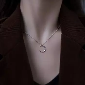 Женские свадебные украшения на шею, простое маленькое ожерелье в форме полумесяца для пары, женское готическое ожерелье, подарок серебряный