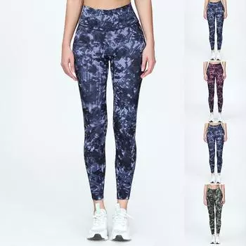 Женские светло-фиолетовые принты граффити, эластичные леггинсы для йоги, фитнес-бег, тренажерный зал, спортивные активные брюки XS светло-зеленый