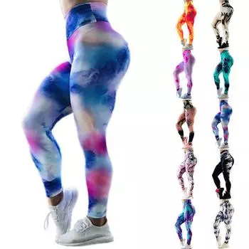 Женские светло-голубые дымовые бомбы с принтами, эластичные леггинсы для йоги, фитнес-бег, тренажерный зал, спортивные активные брюки 7XL бежевый