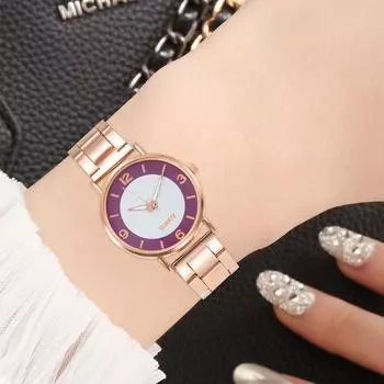 Женские светящиеся ретро женские часы с бриллиантами и поясом, кварцевые часы фиолетовый