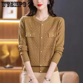 Женские свитера Осень Зима Длинные рукава Пуловеры Трикотаж Теплые пуловеры Корейская мода Нижние рубашки Тонкий джемпер S чёрный