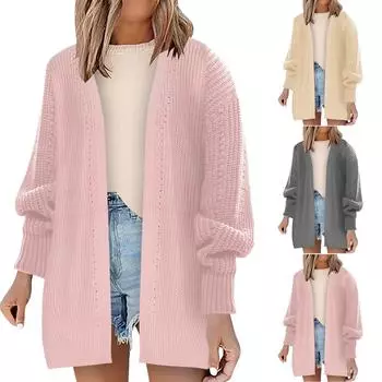 Женские свитера, пальто, куртки с длинными рукавами, кардиганы, топы, трикотажные мягкие, комфортные пальто L