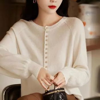 Женские свитера, пуловеры 2025, осень-зима, длинный рукав, круглый вырез, однотонный вязаный свитер, женские топы, пуловер JJ125 One Size розовый