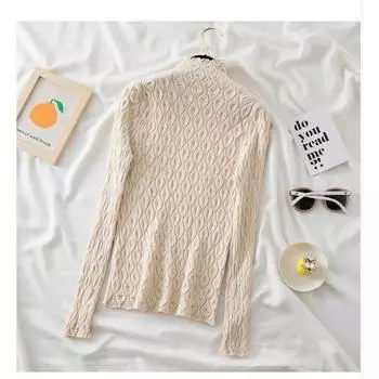 Женские свитера с длинным рукавом и полуводолазкой, осенне-зимний теплый пуловер, тонкие топы, вязаный свитер, джемпер One Size белый