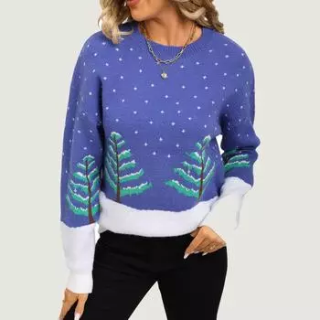 Женские свитера с длинным рукавом осенние мягкие легкие вязаные свободные свитера топы рождественские S