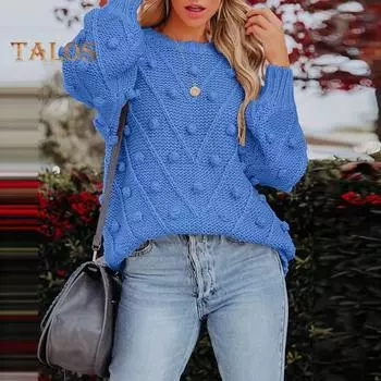 Женские свитера с круглым вырезом и длинным рукавом, жаккардовый декор, трикотажные топы, однотонные, свободного кроя, джемперы, трикотаж S красный