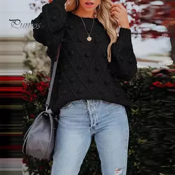 Женские свитера с круглым вырезом и длинным рукавом, жаккардовый декор, трикотажные топы, однотонные, свободного кроя, джемперы, трикотаж S зелёный