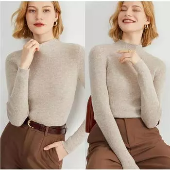 Женские свитера с высоким воротником больших размеров, осенне-зимние эластичные модные топы, тонкий женский пуловер, вязаный свитер, мягкий теплый джемпер M белый