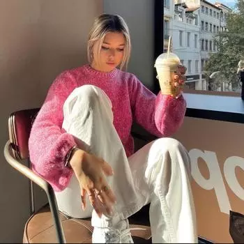 Женские свитера трикотажные с открытой спиной повседневные с длинным рукавом и круглым вырезом однотонные пуловеры бандажные свободные топы женские L белый