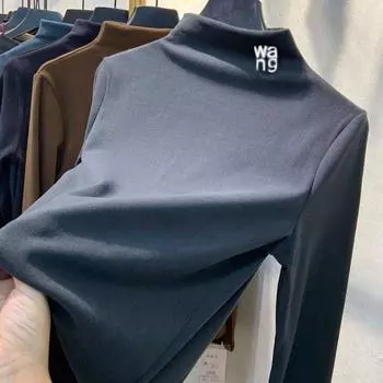 Женские свитера, женский пуловер, полуводолазка с длинными рукавами, джемпер в базовом стиле, шерстяные вязаные топы, кашемировые свитера M бежевый