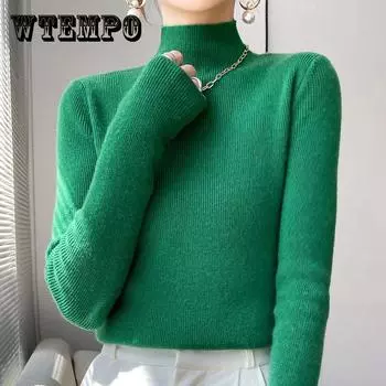 Женские свитера, женский свитер, осенне-зимняя водолазка, тонкий топ Femme Chandails Pull Hiver S белый