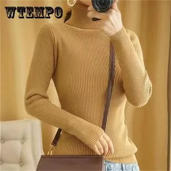 Женские свитера, зимние топы, водолазка, женский тонкий пуловер, джемпер, вязаный свитер XXL