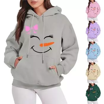 Женские свитшоты оверсайз, флисовые толстовки с длинным рукавом, осенние наряды с карманом M