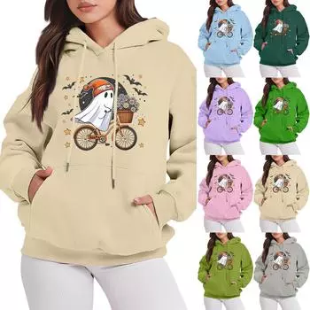 Женские свитшоты оверсайз, флисовые толстовки с длинным рукавом, осенние наряды с карманом M