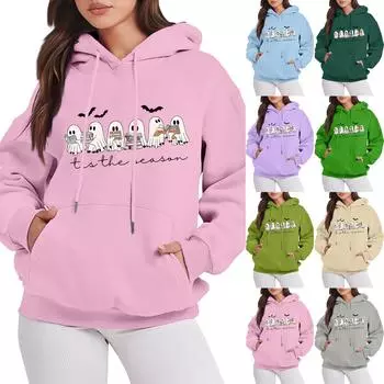 Женские свитшоты оверсайз, флисовые толстовки с длинным рукавом, осенние наряды с карманом L