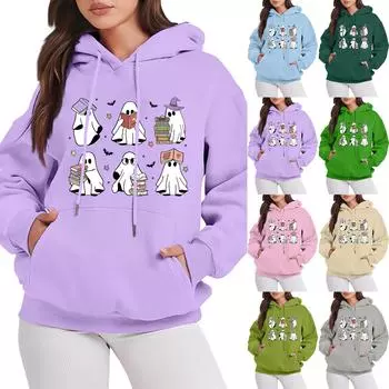 Женские свитшоты оверсайз, флисовые толстовки с длинным рукавом, осенние наряды с карманом XL