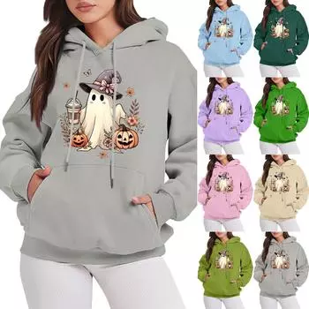 Женские свитшоты оверсайз, флисовые толстовки с длинным рукавом, осенние наряды с карманом M бежевый