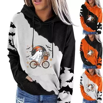 Женские свитшоты оверсайз, флисовые толстовки с длинным рукавом, осенние наряды с карманом XL оранжевый