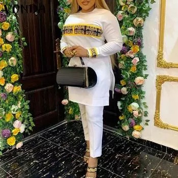 Женские свободные брюки с круглым вырезом и принтом VONDA, длинные брюки M оранжевый