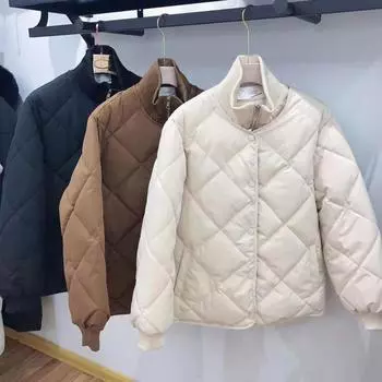 Женские свободные хлопковые парки для студентов, черное пальто с воротником-стойкой и верхней одеждой S бежевый