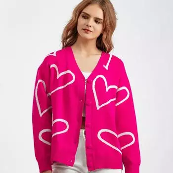 Женские свободные кардиганы с длинным рукавом, свитера с открытым спереди V-образным вырезом и пуговицами, верхняя одежда для женщин, осенний повседневный трикотажный кардиган, куртка One size чёрный