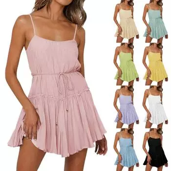 Женские свободные короткие кружевные платья без рукавов в форме сердца L бежевый