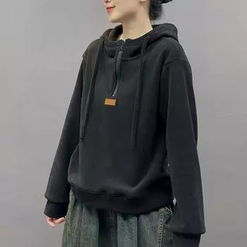 Женские свободные мягкие новые осенние повседневные топы с капюшоном и длинным рукавом, футболки, свитера One size бежевый