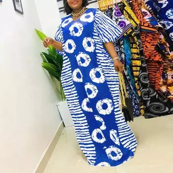 Женские свободные платья больших размеров с V-образным вырезом и коротким рукавом с принтом M зелёный