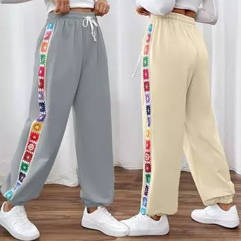 Женские свободные повседневные брюки-парашюты для женщин в этническом стиле для спортивных брюк S абрикосовый