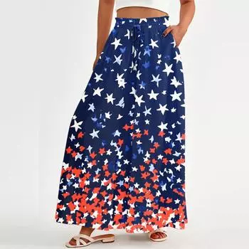 Женские свободные повседневные брюки с богемным принтом, с высокой талией, с карманом, широкие брюки XL