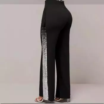 Женские свободные повседневные брюки с градиентом и пайетками 4XL