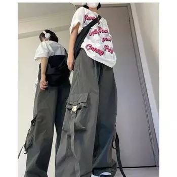 Женские свободные повседневные брюки с широкими штанинами, дизайн рабочей одежды для пар M жёлтый