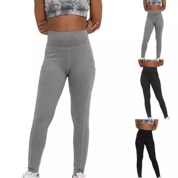 Женские свободные повседневные брюки с высокой талией персикового цвета, облегающие, контрастного цвета, для спорта, фитнеса, йоги, укороченные брюки S чёрный