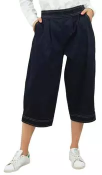 Женские свободные повседневные джинсовые брюки-кюлоты-капри Bimba с эластичной резинкой на талии сзади Темно-синий - Small темно-синий